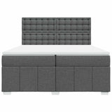 Sommier à lattes de lit avec matelas Gris foncé 200x200cm Tissu