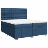 Slatted bed base with mattress Blue 200x200 cm Fabric