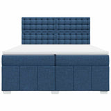 Slatted bed base with mattress Blue 200x200 cm Fabric