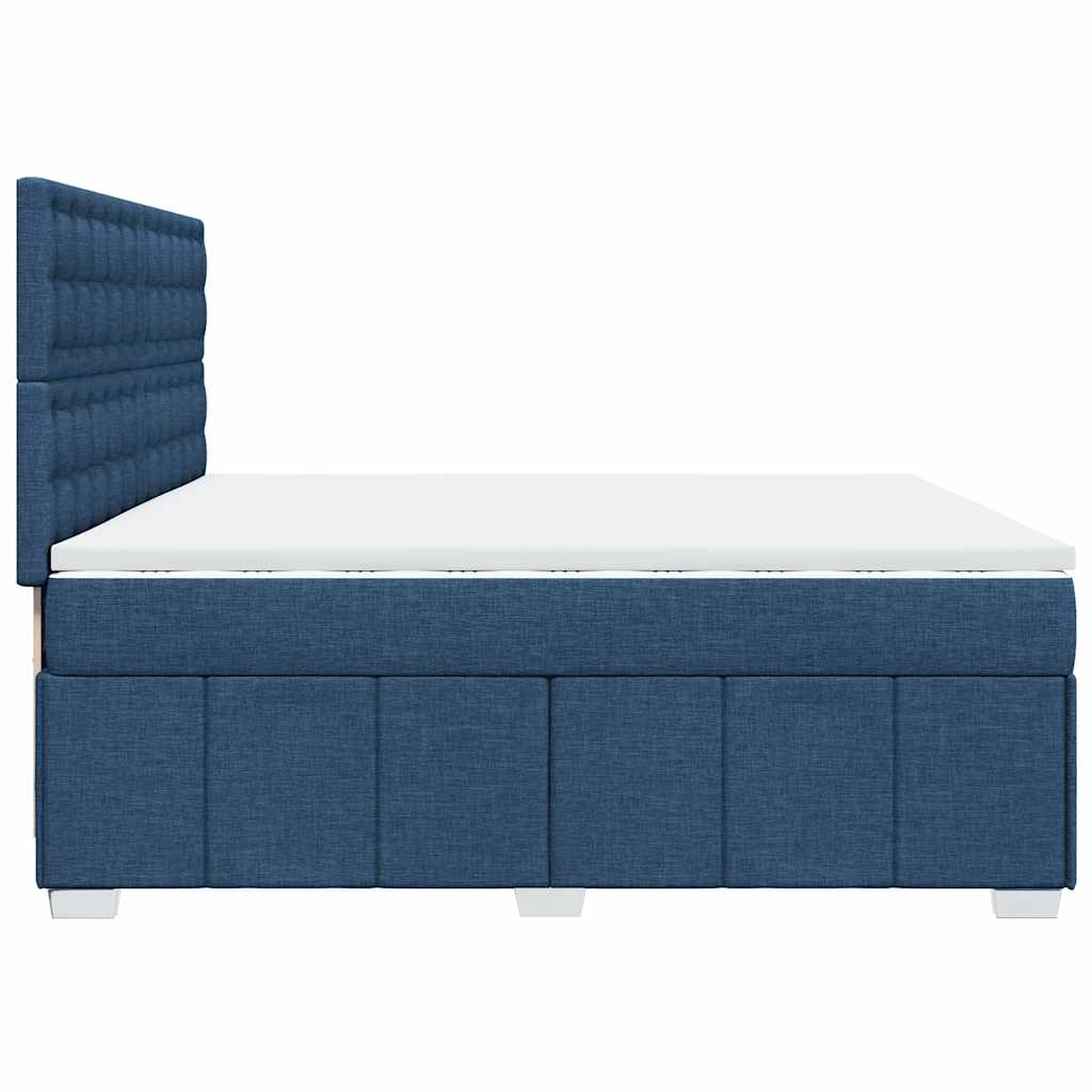 Slatted bed base with mattress Blue 200x200 cm Fabric