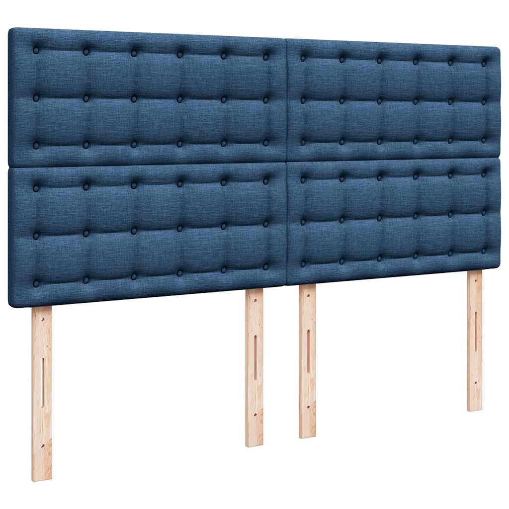 Slatted bed base with mattress Blue 200x200 cm Fabric