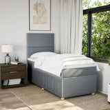 Slatted bed base with light gray mattress 80x200 cm fabric