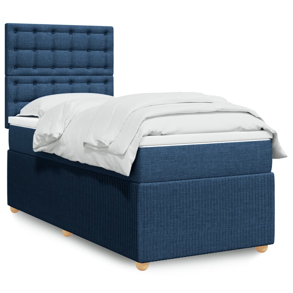 Slatted bed base with mattress Blue 80x200 cm Fabric