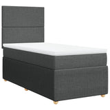 Sommier à lattes de lit avec matelas Gris foncé 90x200 cm Tissu