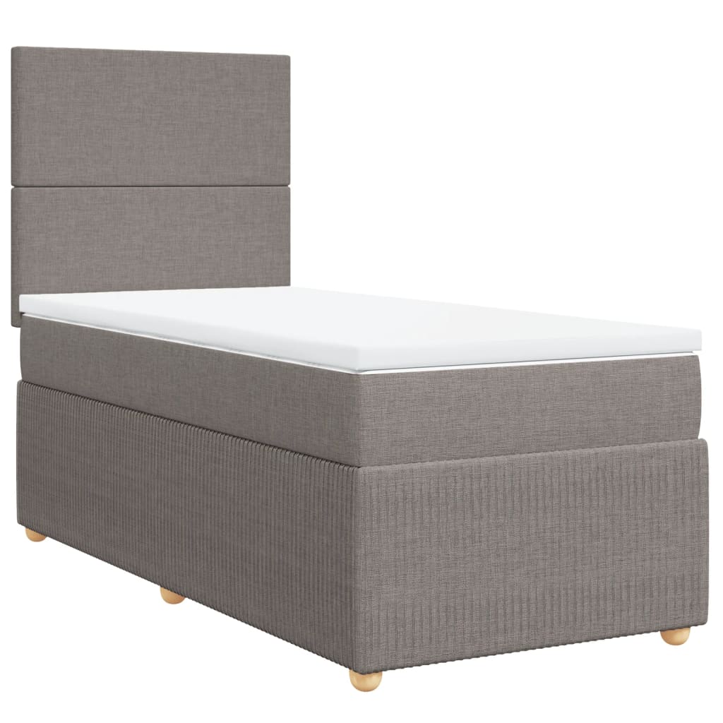 Slatted bed base with mattress Taupe 90x200 cm Fabric