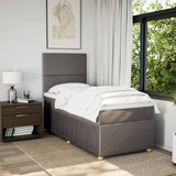 Slatted bed base with mattress Taupe 90x200 cm Fabric