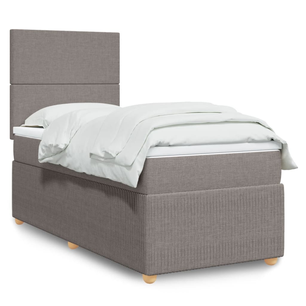 Slatted bed base with mattress Taupe 90x200 cm Fabric