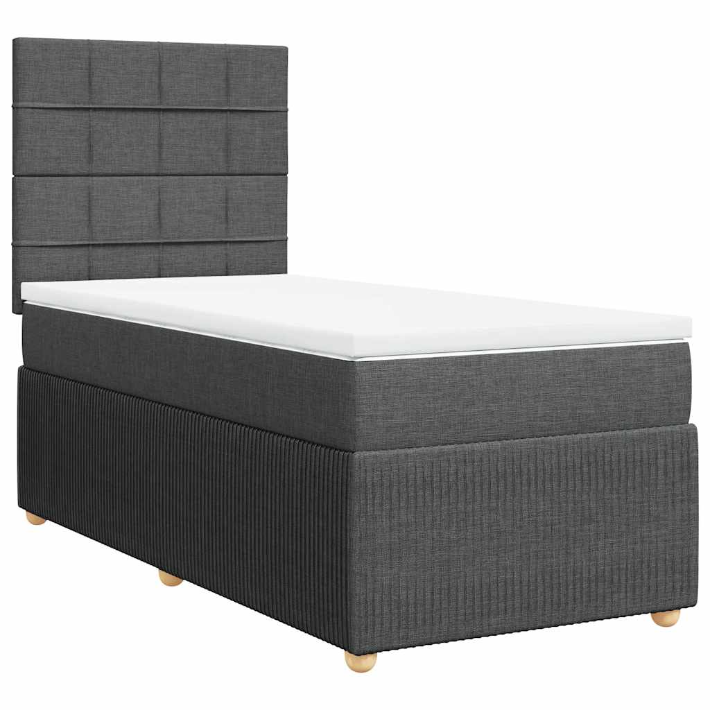 Sommier à lattes de lit avec matelas Gris foncé 90x200 cm Tissu