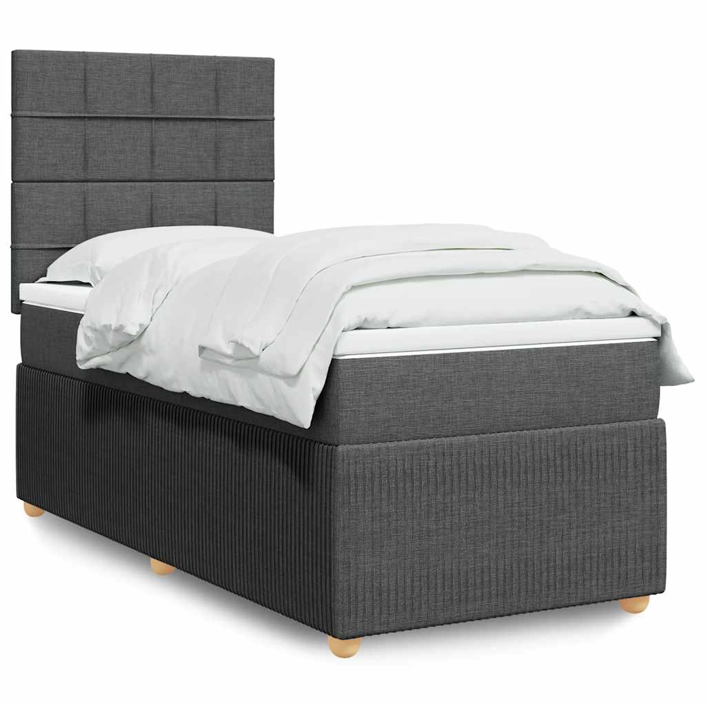 Sommier à lattes de lit avec matelas Gris foncé 90x200 cm Tissu