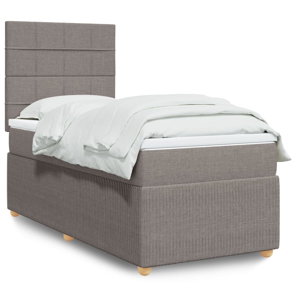 Slatted bed base with mattress Taupe 90x200 cm Fabric