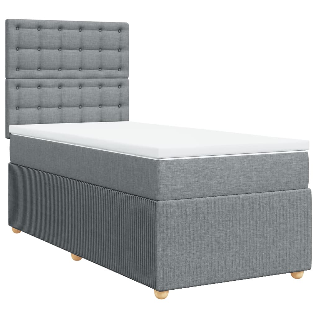 Sommier à lattes de lit avec matelas Gris clair 90x200 cm Tissu