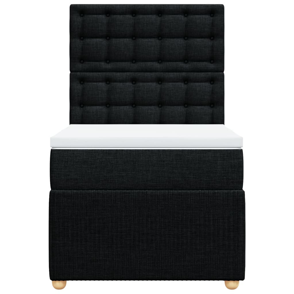 Sommier à lattes de lit avec matelas Noir 90x200 cm Tissu