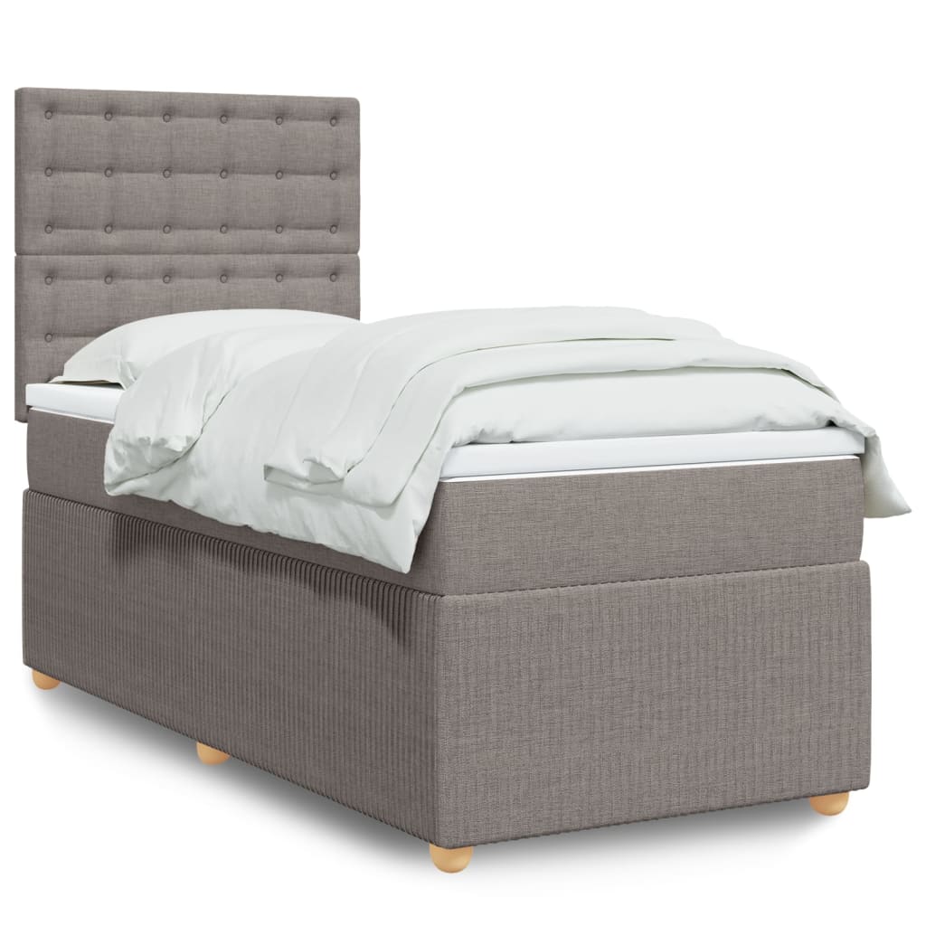 Sommier à lattes de lit avec matelas Taupe 90x200 cm Tissu