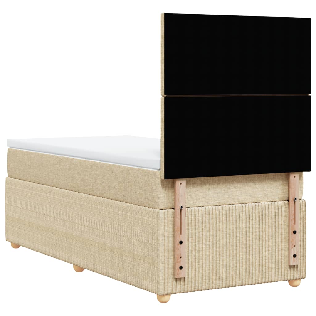 Sommier à lattes de lit avec matelas Crème 100x200 cm Tissu