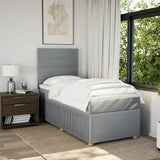 Slatted bed base with mattress Light grey 100x200cm Fabric