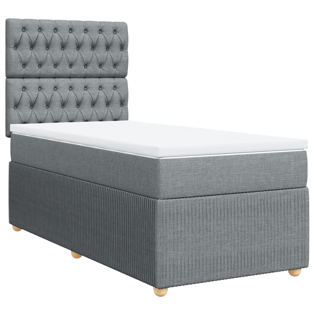 Sommier à lattes de lit avec matelas Gris clair 100x200cm Tissu