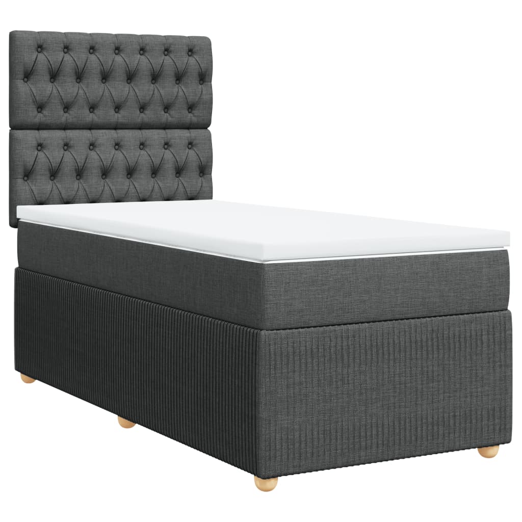 Sommier à lattes de lit avec matelas Gris foncé 100x200cm Tissu