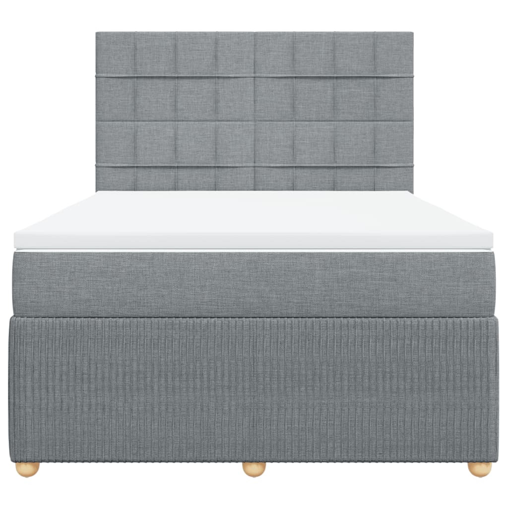 Sommier à lattes de lit avec matelas Gris clair 140x190cm Tissu