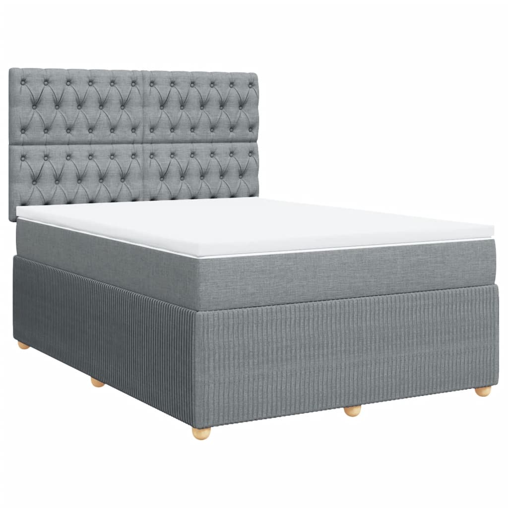 Sommier à lattes de lit avec matelas Gris clair 140x190cm Tissu