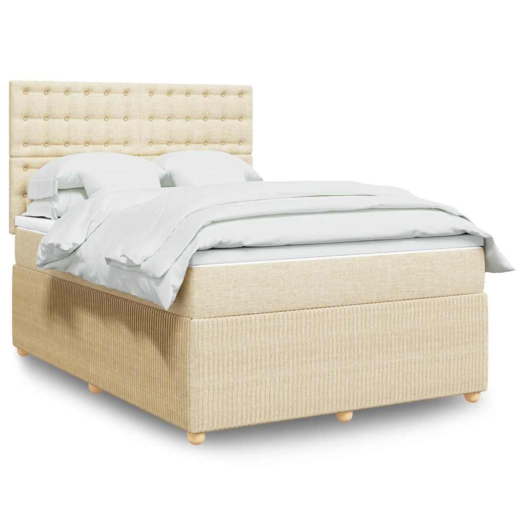 Sommier à lattes de lit avec matelas Crème 140x190 cm Tissu