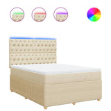 Bed slatted base with mattress Cream 140x200 cm Fabric