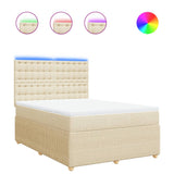 Bed slatted base with mattress Cream 140x200 cm Fabric