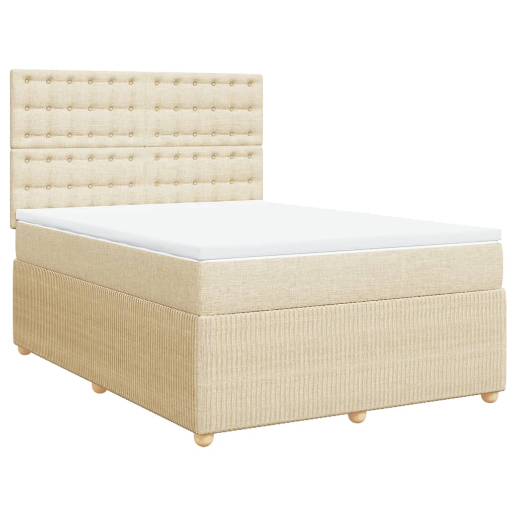 Bed slatted base with mattress Cream 140x200 cm Fabric