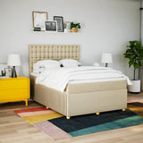 Bed slatted base with mattress Cream 140x200 cm Fabric