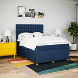 Slatted bed base with mattress Blue 140x200 cm Fabric