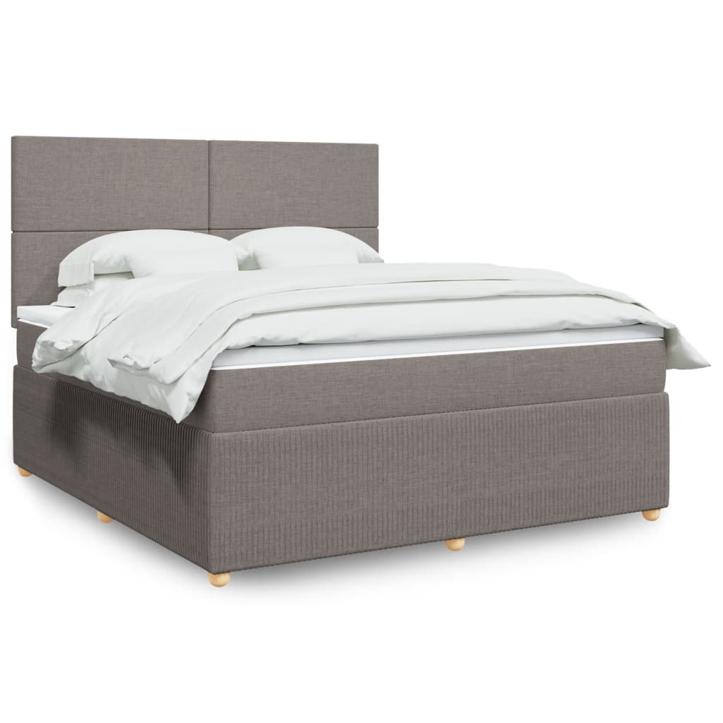 Slatted bed base with mattress Taupe 180x200 cm Fabric