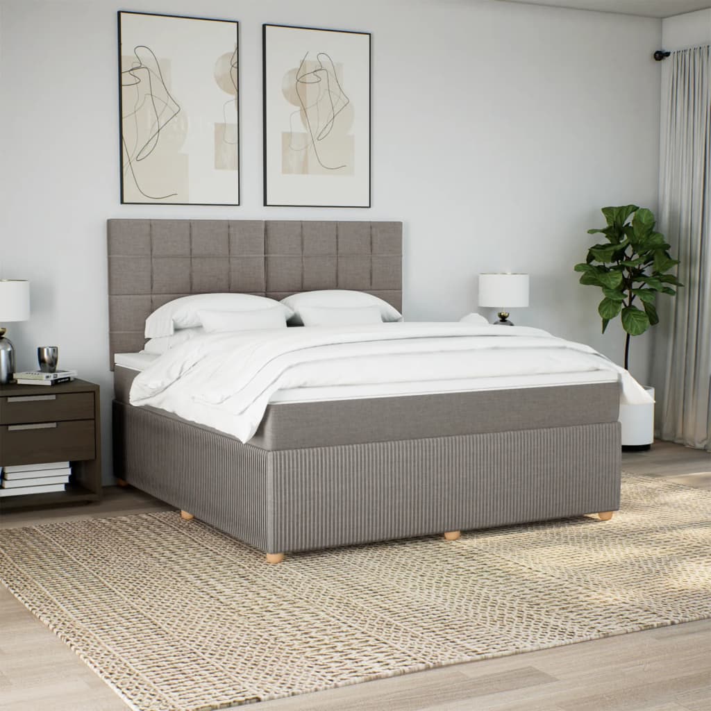 Slatted bed base with mattress Taupe 180x200 cm Fabric