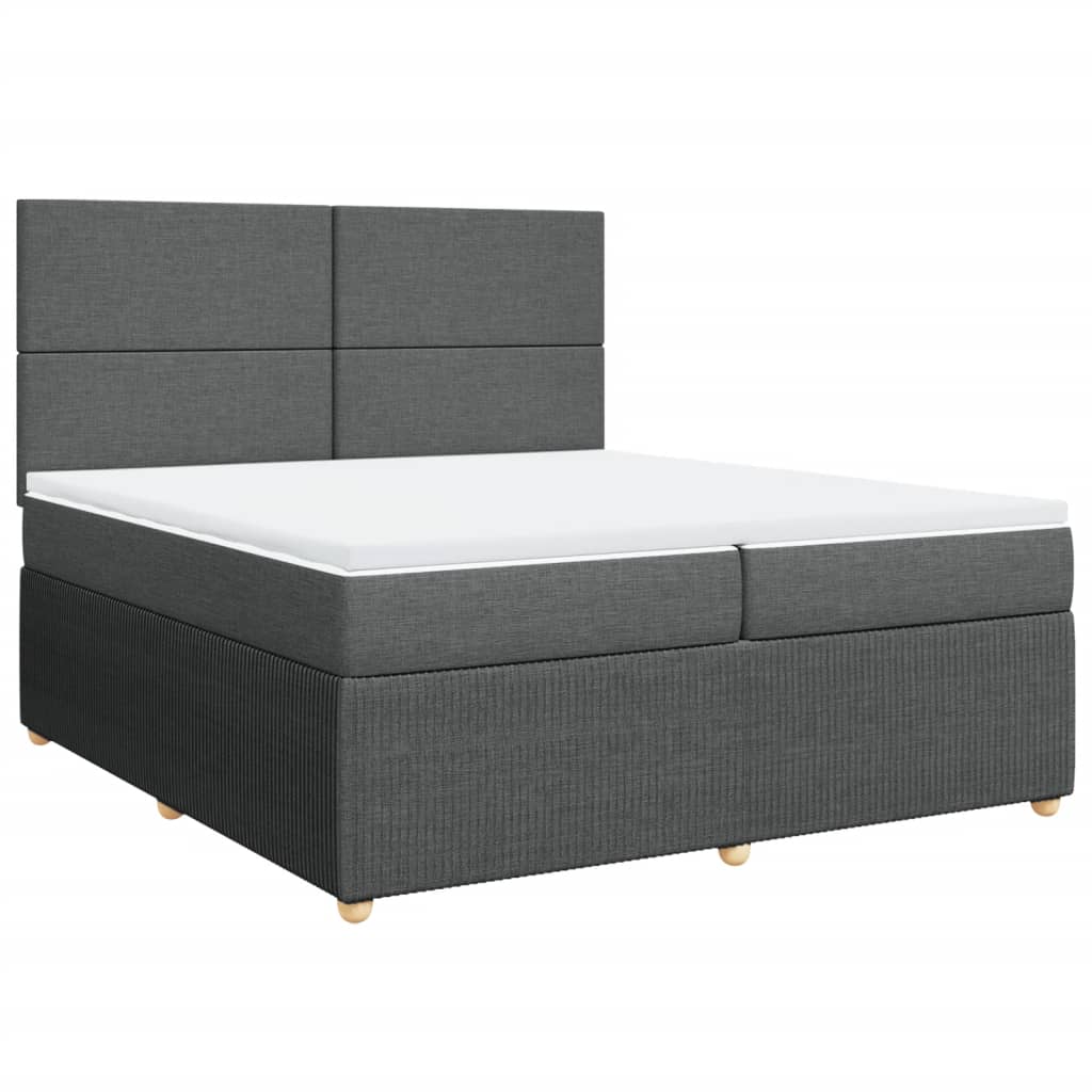 Sommier à lattes de lit avec matelas Gris foncé 200x200cm Tissu