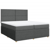 Sommier à lattes de lit avec matelas Gris foncé 200x200cm Tissu