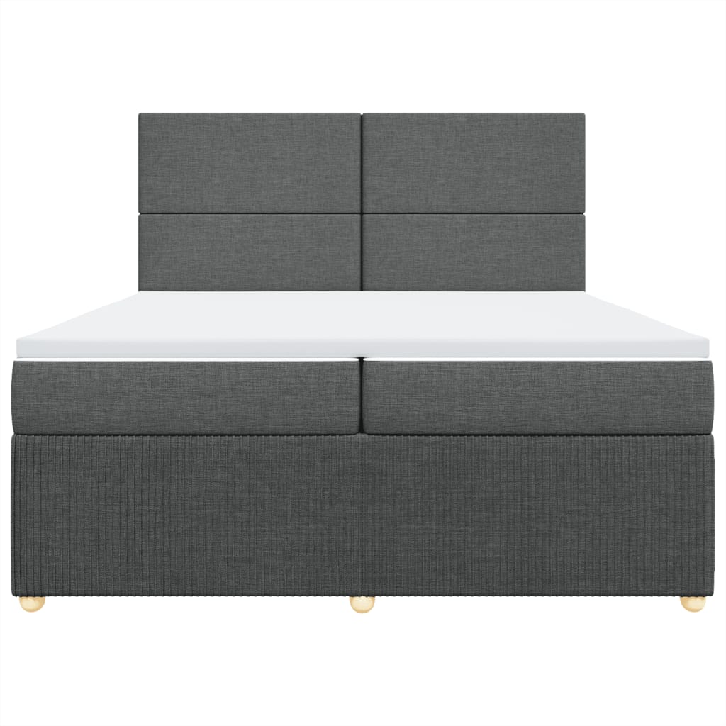 Sommier à lattes de lit avec matelas Gris foncé 200x200cm Tissu