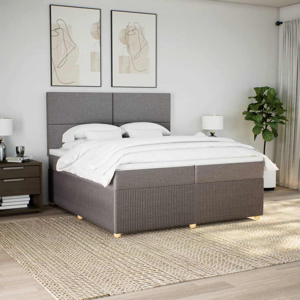 Sommier à lattes de lit avec matelas Taupe 200x200 cm Tissu