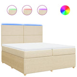 Bed slatted base with mattress Cream 200x200 cm Fabric