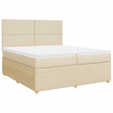 Bed slatted base with mattress Cream 200x200 cm Fabric