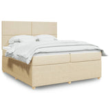 Bed slatted base with mattress Cream 200x200 cm Fabric