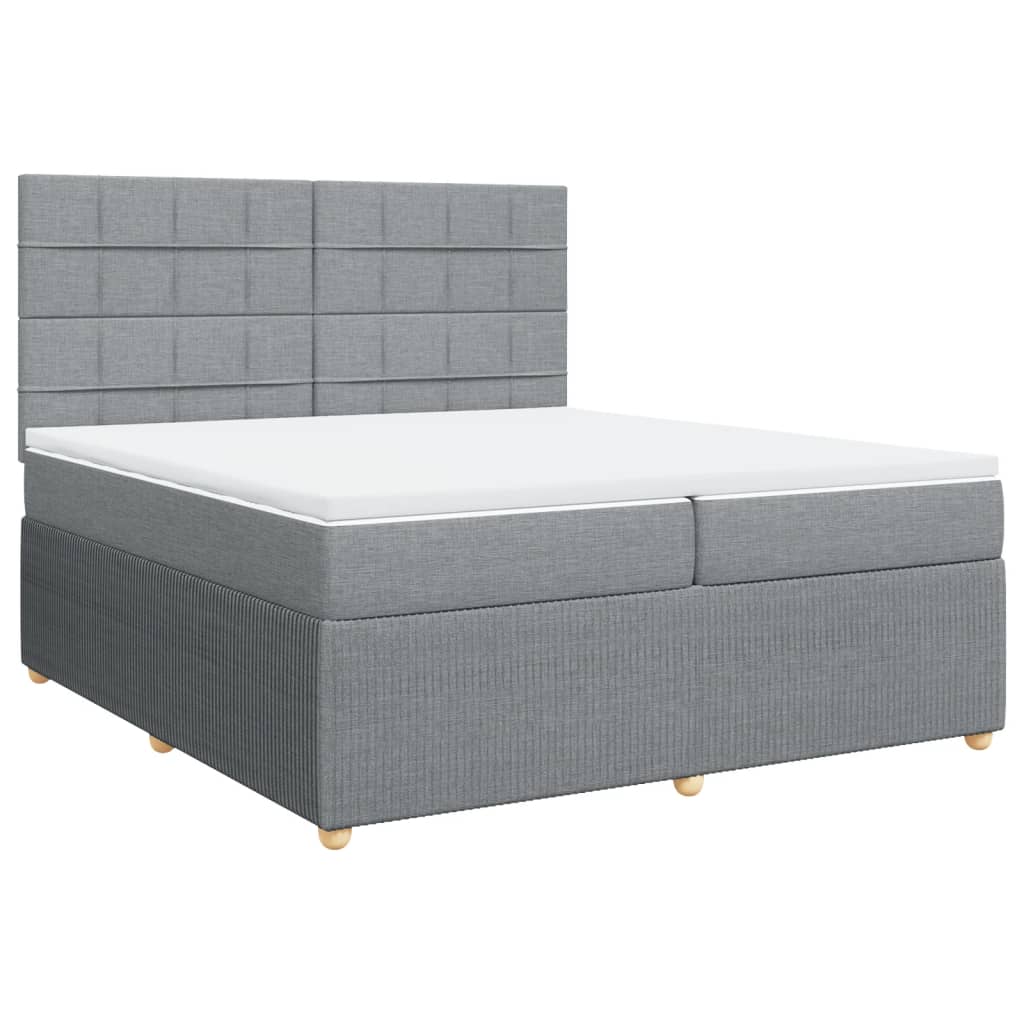 Sommier à lattes de lit avec matelas Gris clair 200x200cm Tissu