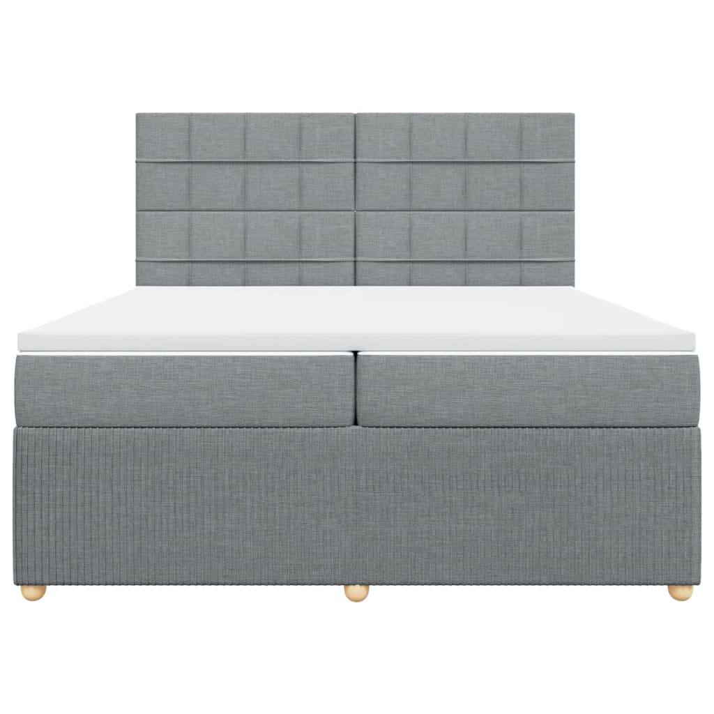 Sommier à lattes de lit avec matelas Gris clair 200x200cm Tissu