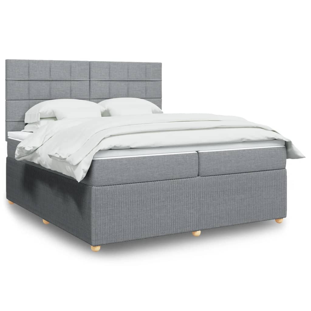 Sommier à lattes de lit avec matelas Gris clair 200x200cm Tissu