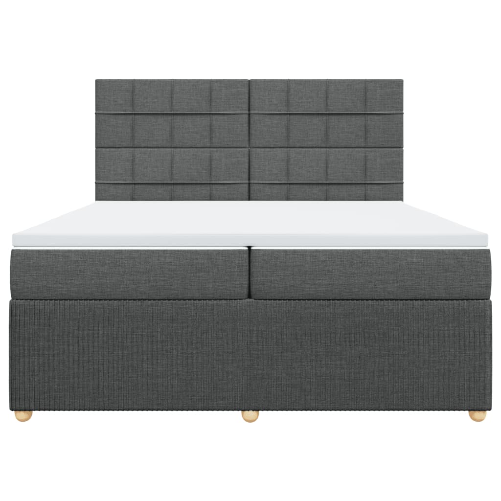 Sommier à lattes de lit avec matelas Gris foncé 200x200cm Tissu