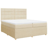 Bed slatted base with mattress Cream 200x200 cm Fabric