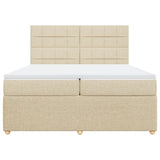 Bed slatted base with mattress Cream 200x200 cm Fabric