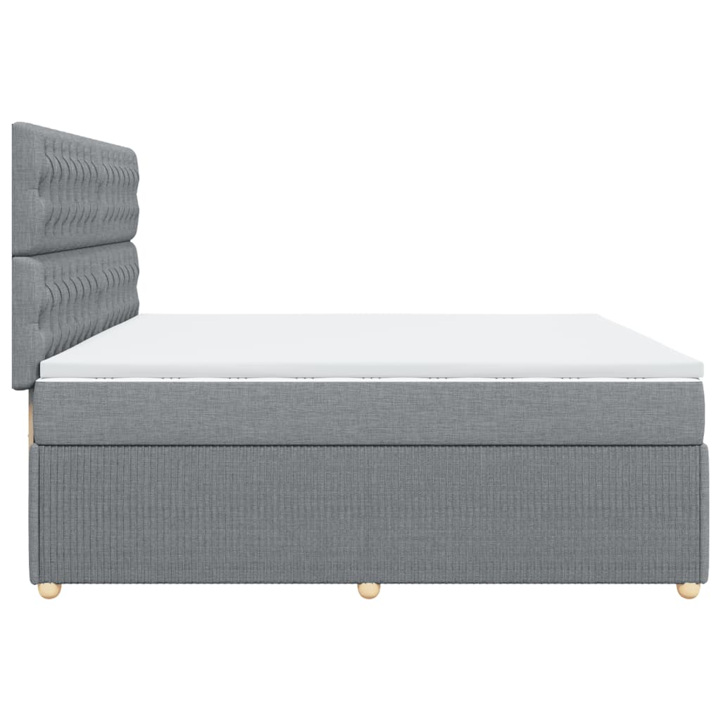 Sommier à lattes de lit avec matelas Gris clair 200x200cm Tissu