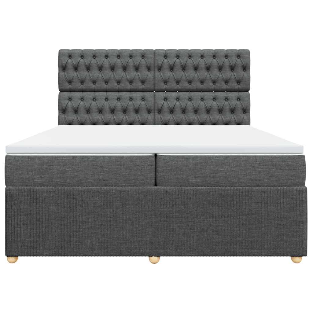 Sommier à lattes de lit avec matelas Gris foncé 200x200cm Tissu