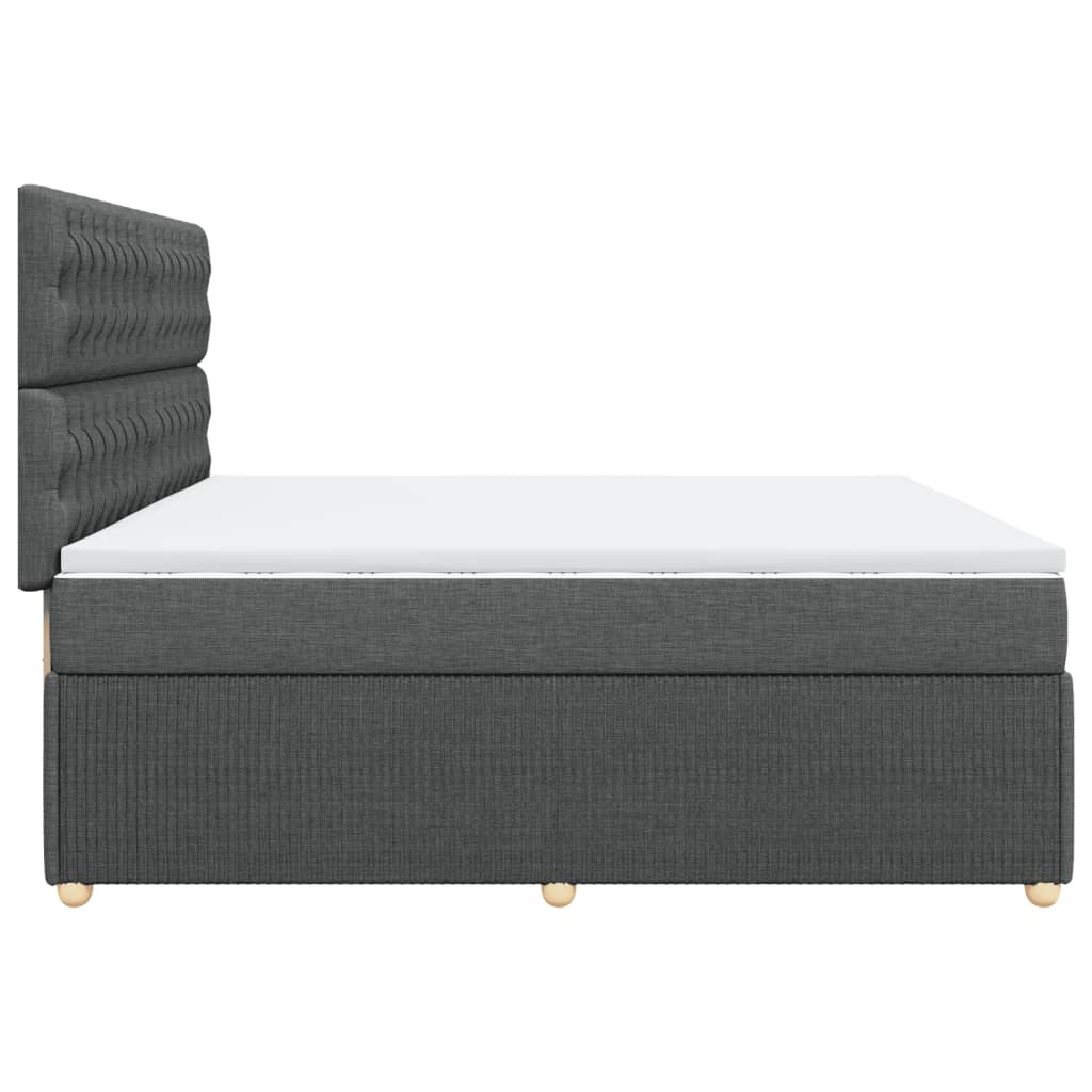 Sommier à lattes de lit avec matelas Gris foncé 200x200cm Tissu