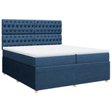 Slatted bed base with mattress Blue 200x200 cm Fabric