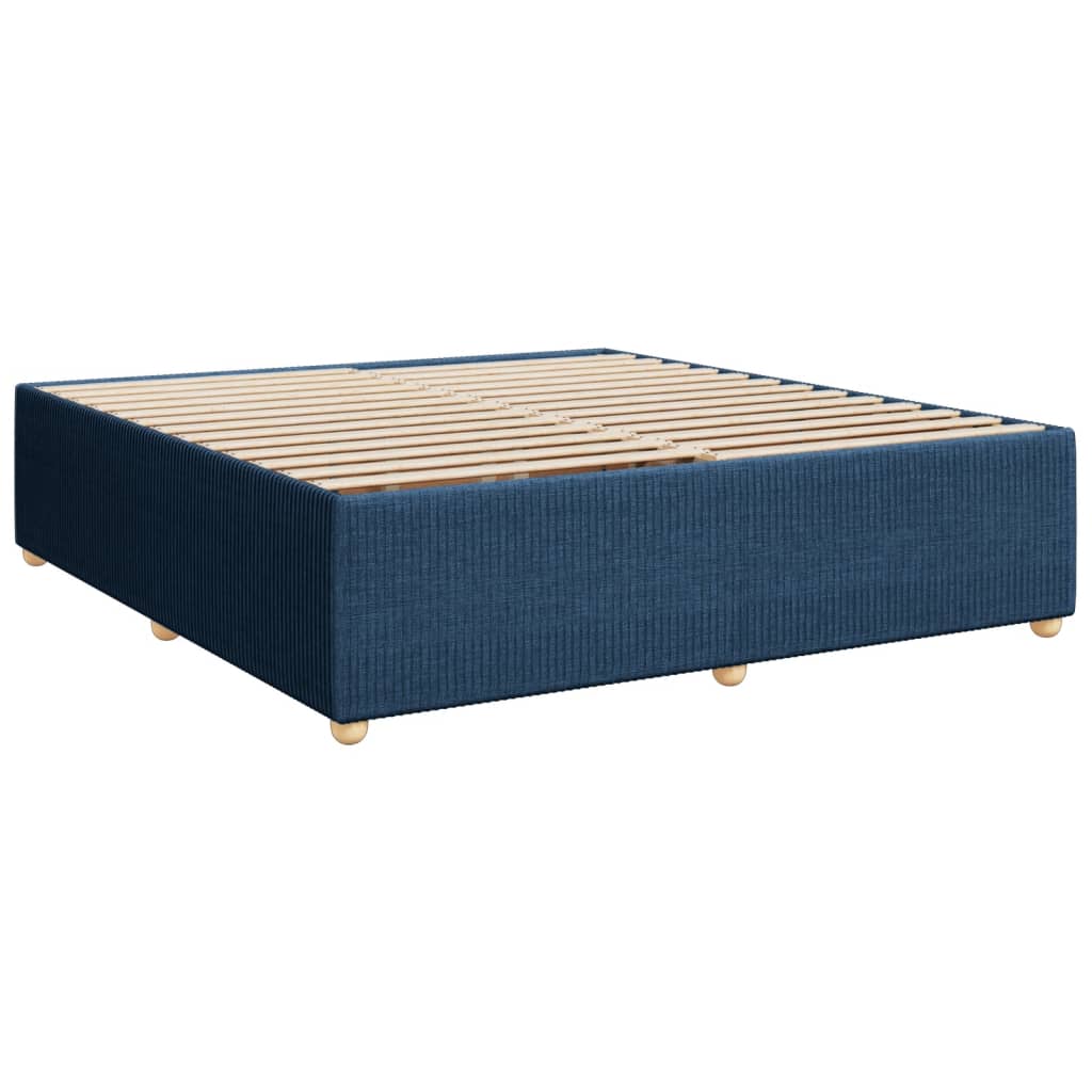 Slatted bed base with mattress Blue 200x200 cm Fabric