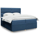 Slatted bed base with mattress Blue 200x200 cm Fabric